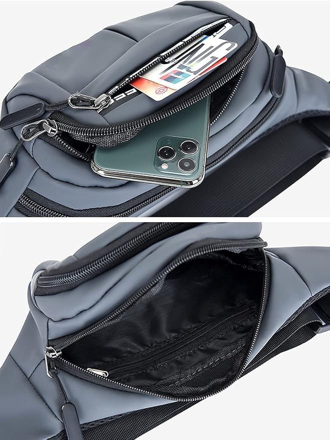 Gray Waist Bag for Man & Woman