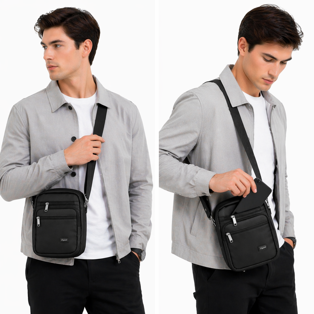 Men's Black Sling Bag
