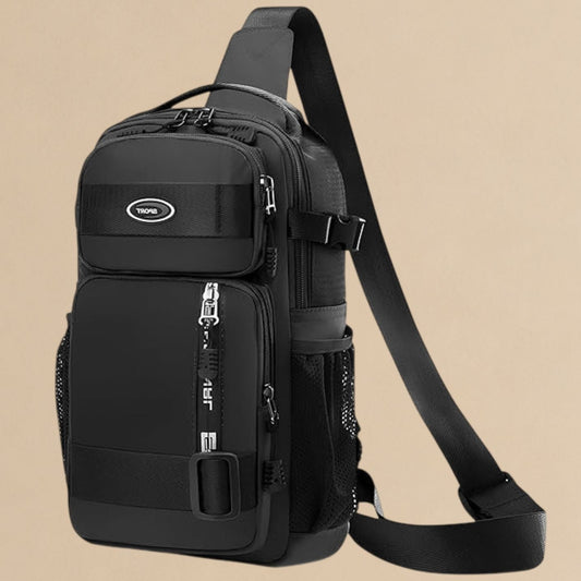 Black Crossbody Sling Bag for Travel, Cycling & Hiking